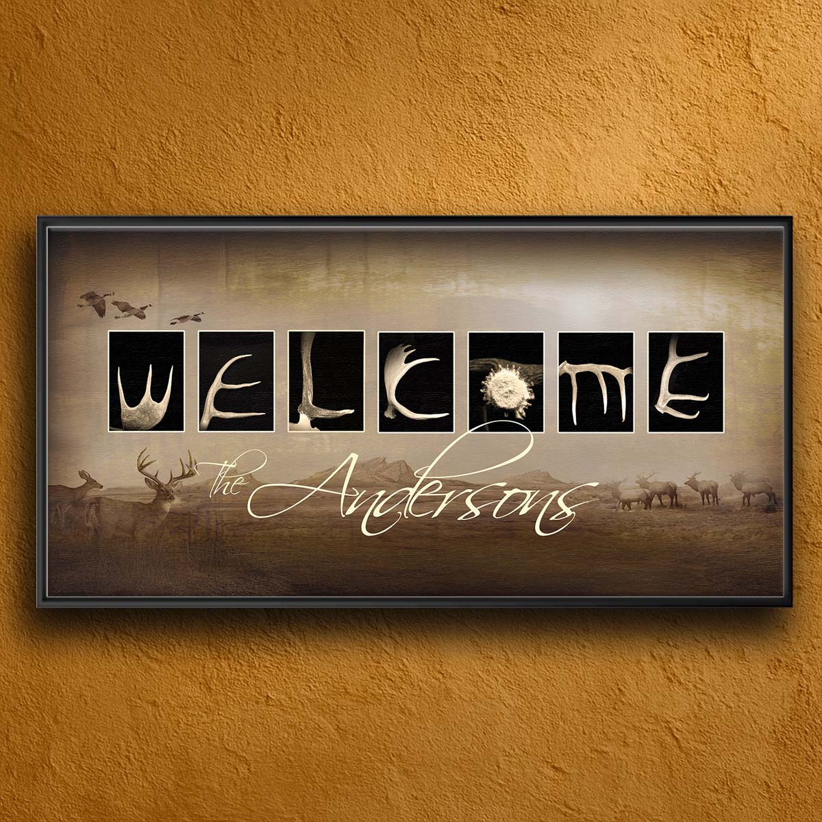 Antler Welcome Letters Personalized Wall Art