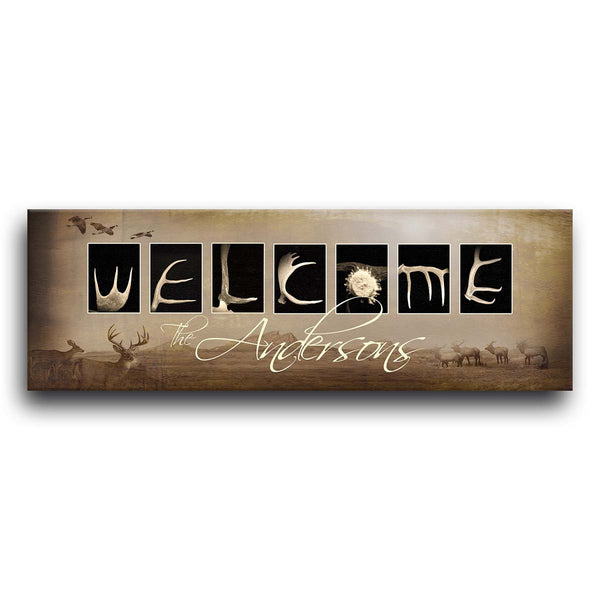 Antler Welcome Letters Personalized Wall Art