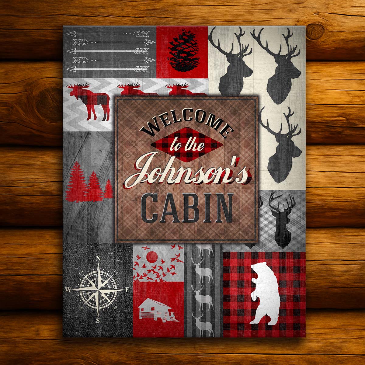 Patchwork Welcome Personalized Stretched Canvas