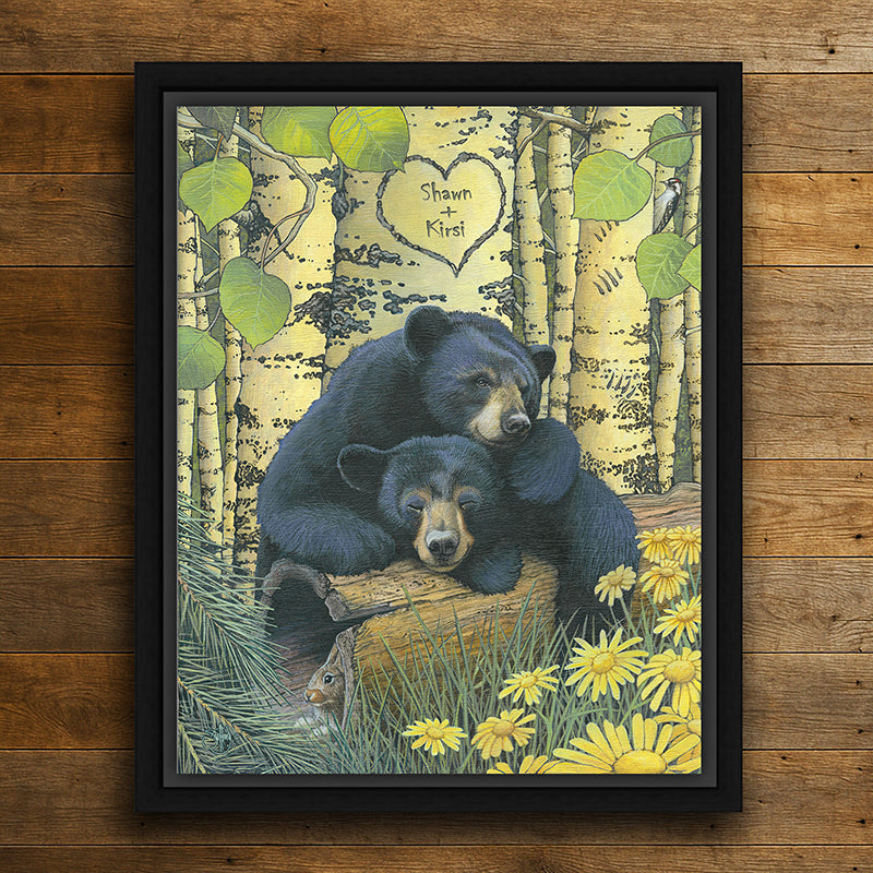 Personalized Love Bears Framed Canvas - Small