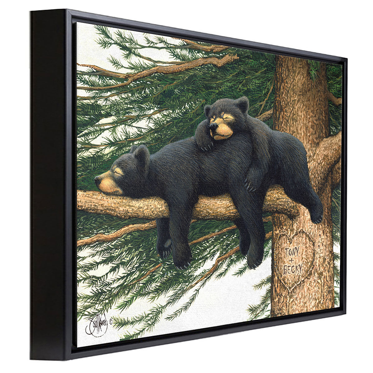 Loving Bears Personalized Float Framed Canvas - Small