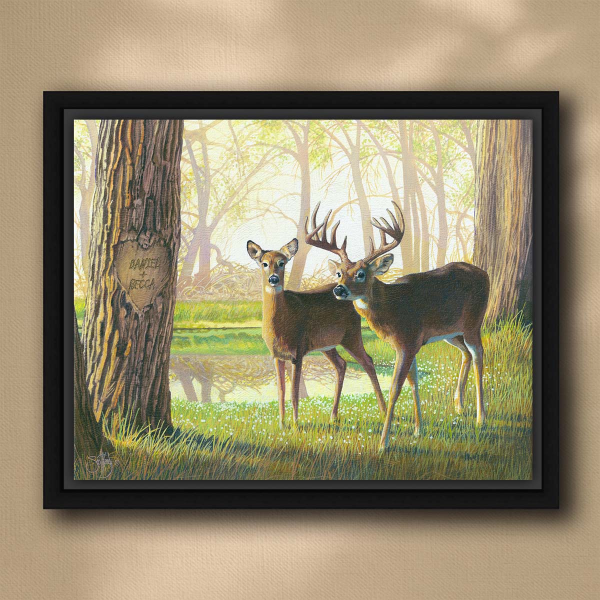 Whitetails Duo Personalized Wall Art