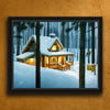 Snowy Cabin Personalized Framed Canvas - Large