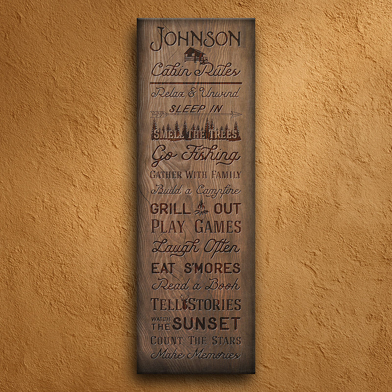 Cabin Rules Personalized Wall Art
