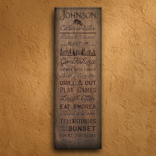 Cabin Rules Personalized Wall Art