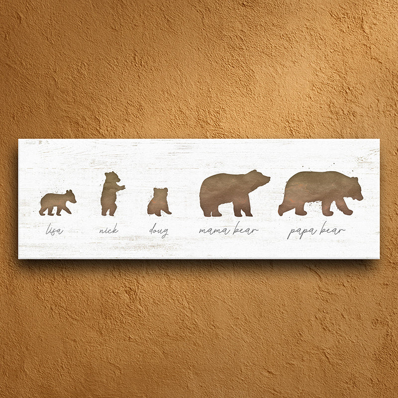 Personalized Bear Family Stretched Canvas - Small