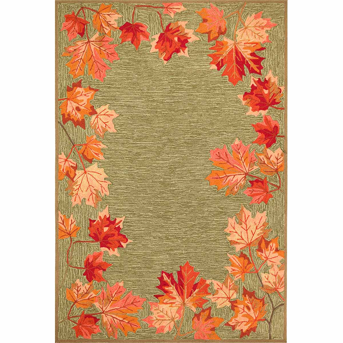Autumn Leaves Moss Indoor/Outdoor Rug - 5 x 8