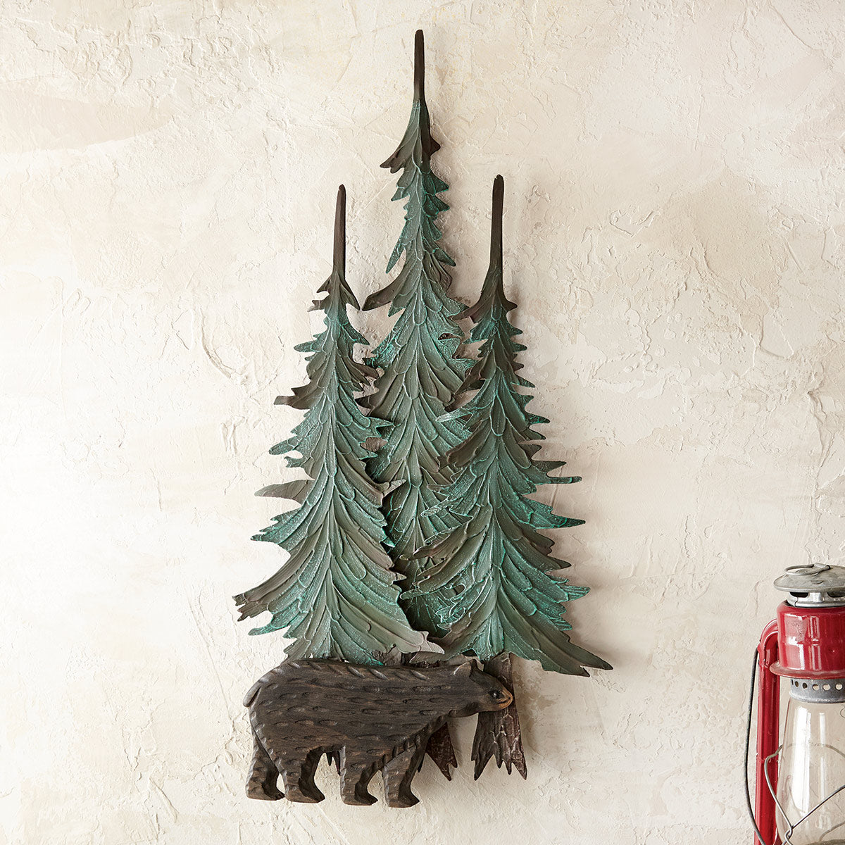 Black Bear & Tree Metal Wall Sculpture