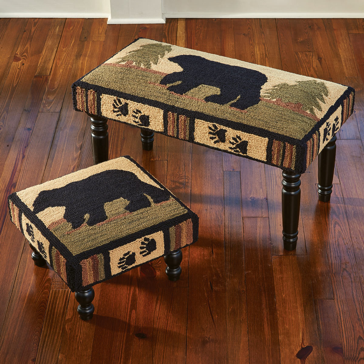 Black Bear Tracks Footstool and Bench