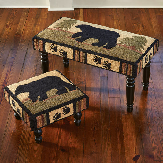 Black Bear Tracks Footstool and Bench