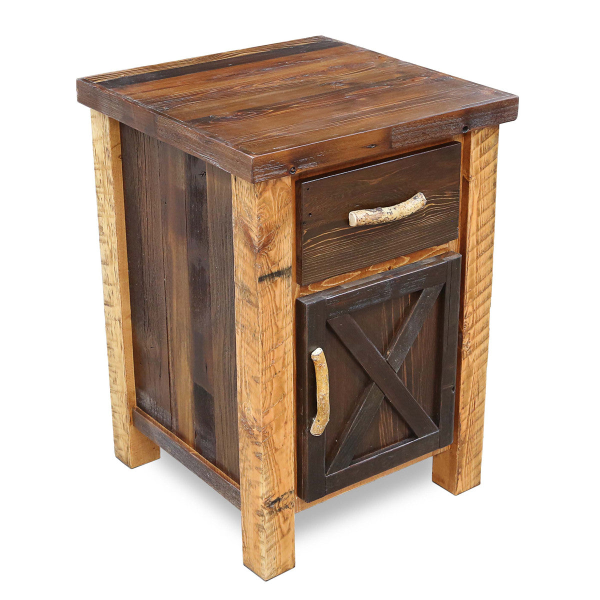 Barnwood Straight Leg 1 Drawer Nightstand with Door