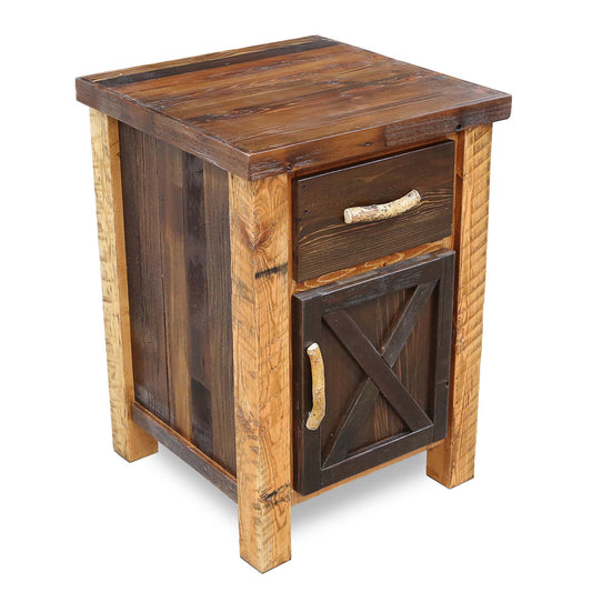 Barnwood Straight Leg 1 Drawer Nightstand with Door
