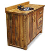Barnwood Vanity with Carved Tree Design - 36 Inch