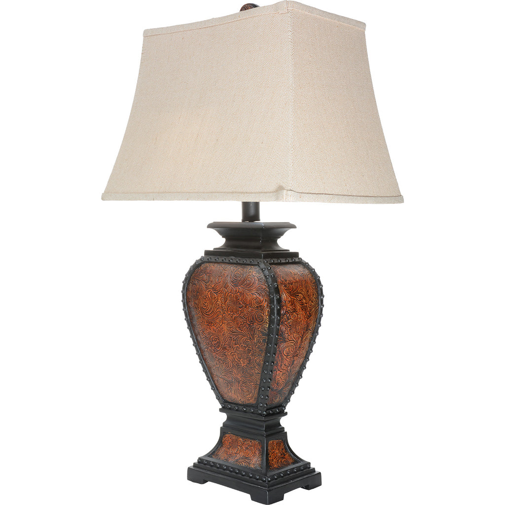 Tooled Leather Old West Lamp