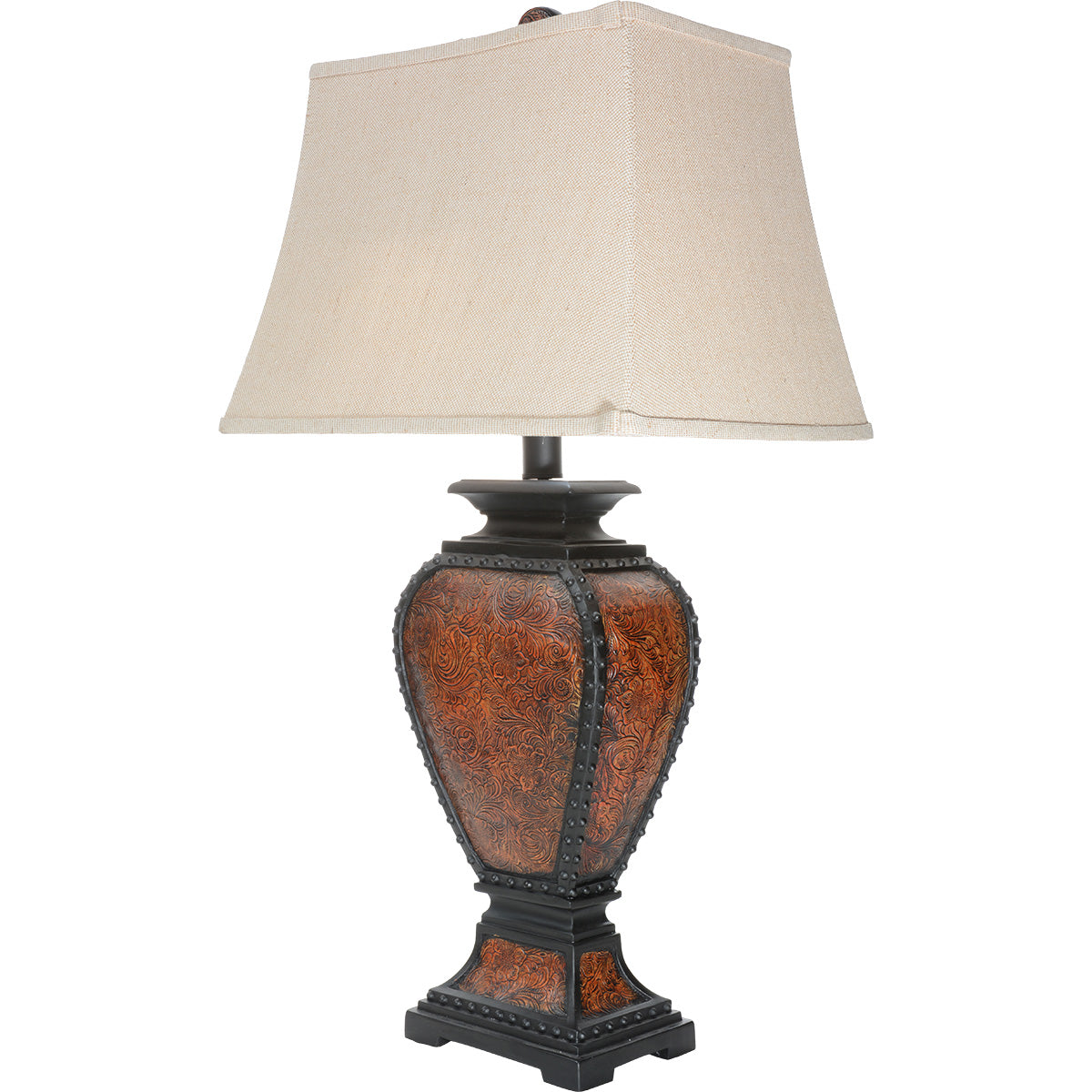 Tooled Leather Old West Lamp