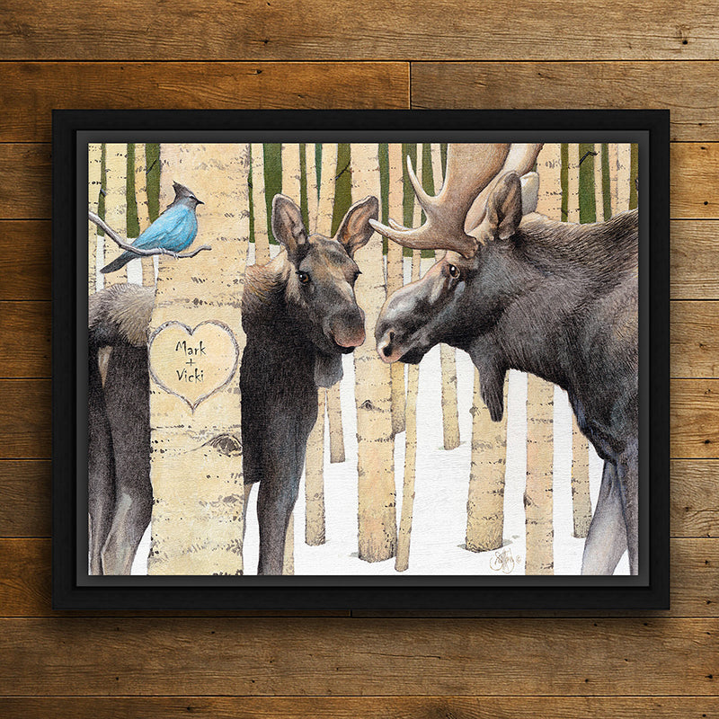 Personalized Moose Love Canvas Wall Art