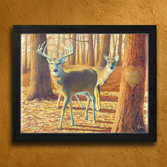 Personalized Whitetail Deer Framed Print - Fall