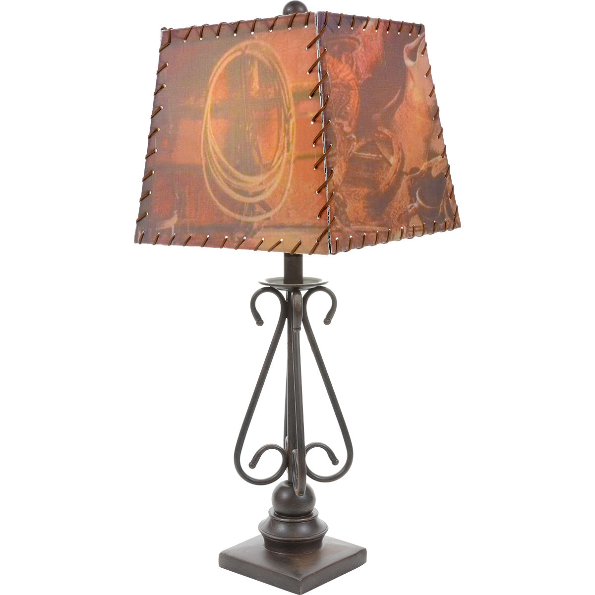Scroll Metal Table Lamp w/ Western Shade