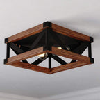 Lubbock Open Wood Cage Flush Mount Ceiling Light - OVERSTOCK