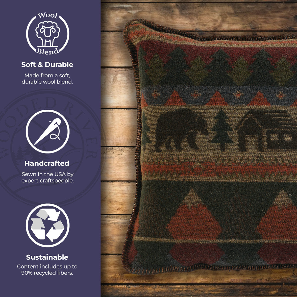 Cabin Bear Pillow 20 x 20
