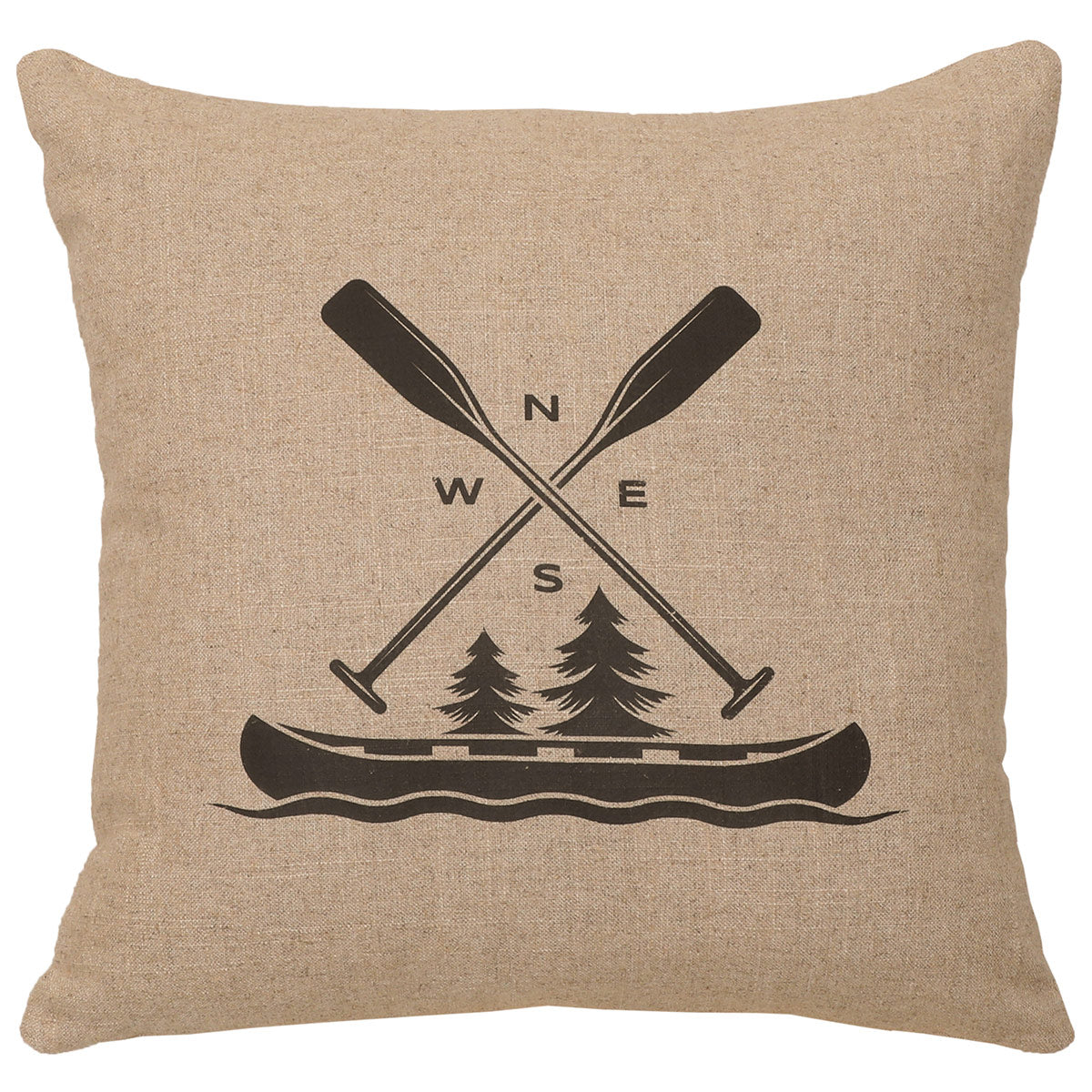 Canoe Compass Linen Pillow - Natural