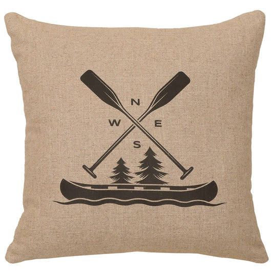Canoe Compass Linen Pillow - Natural