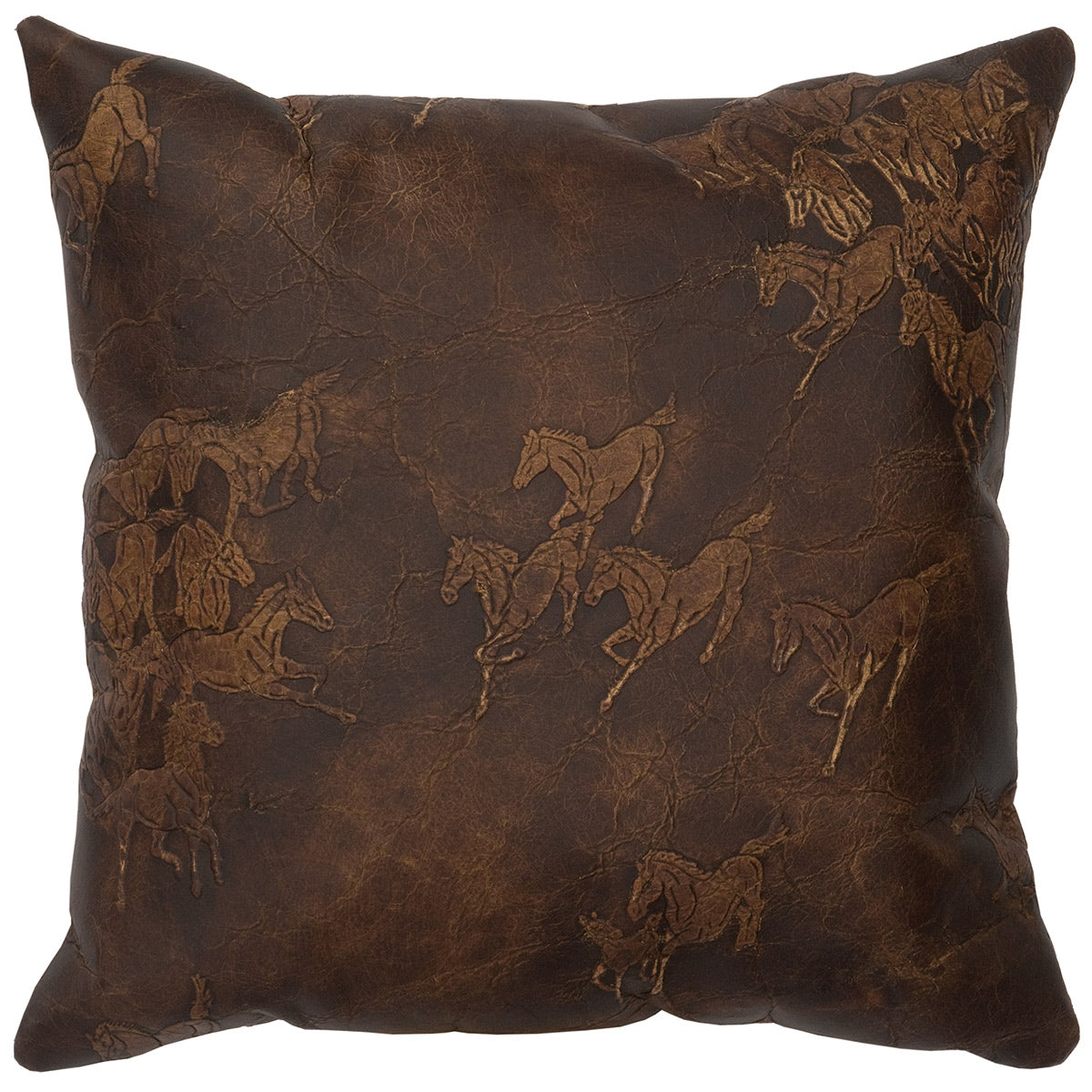 Settler Leather Square Pillow with Fabric Back