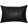 Black Leather Lumbar Pillow with Leather Back