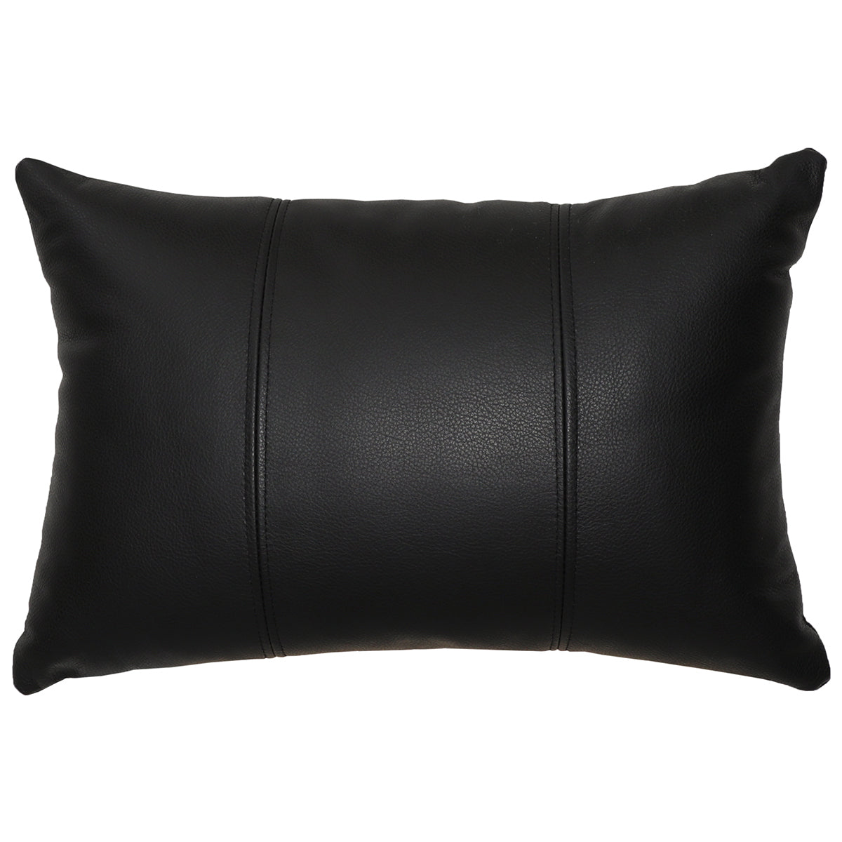 Black Leather Lumbar Pillow with Leather Back