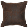 Nativo Walnut Leather Square Pillow with Leather Back