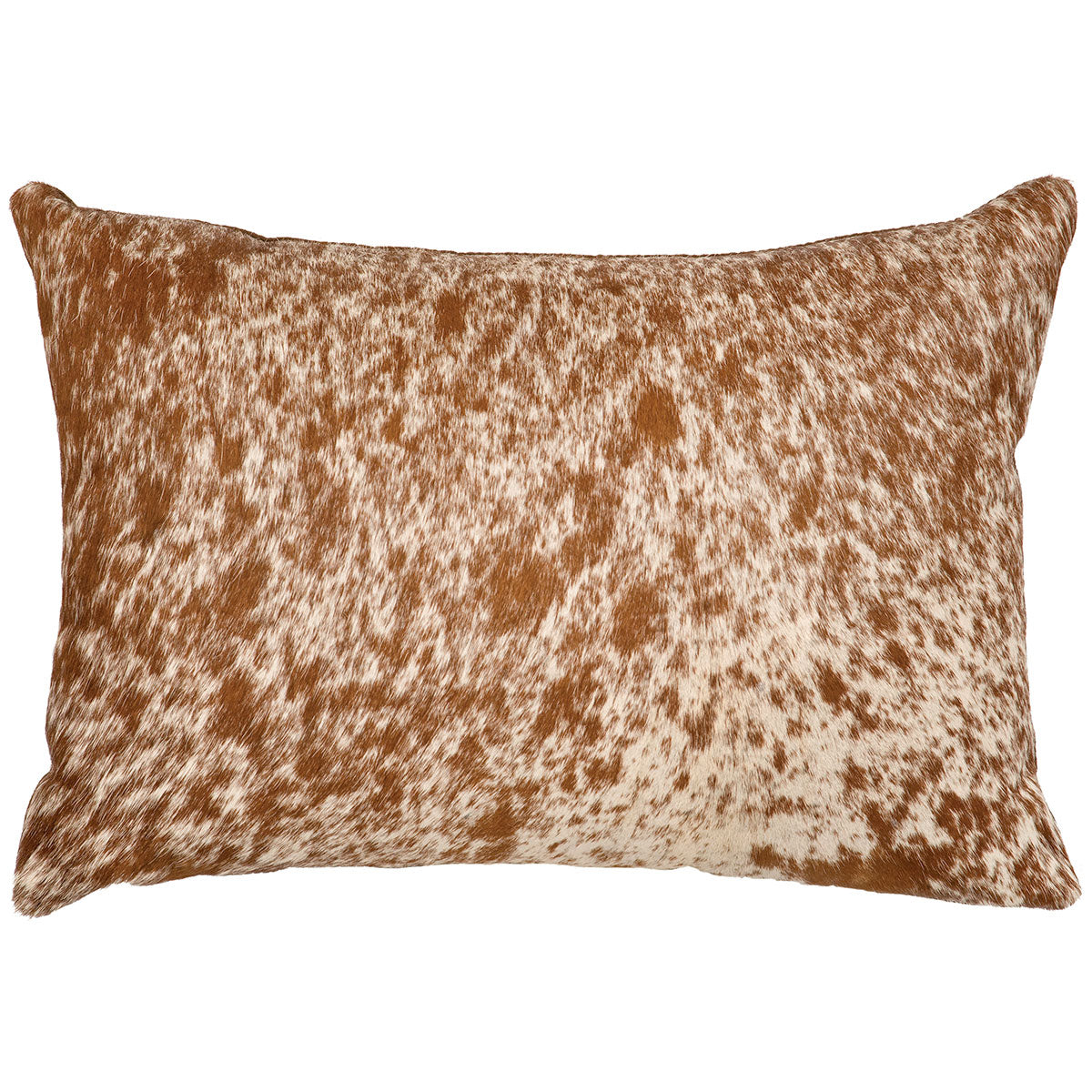 Speckled Light Brown Leather Lumbar Pillow - Leather Back