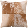 Speckled Light Brown Leather Quarters Pillow - Leather Back