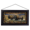 Golden Bison Stained Glass Art - Black Frame