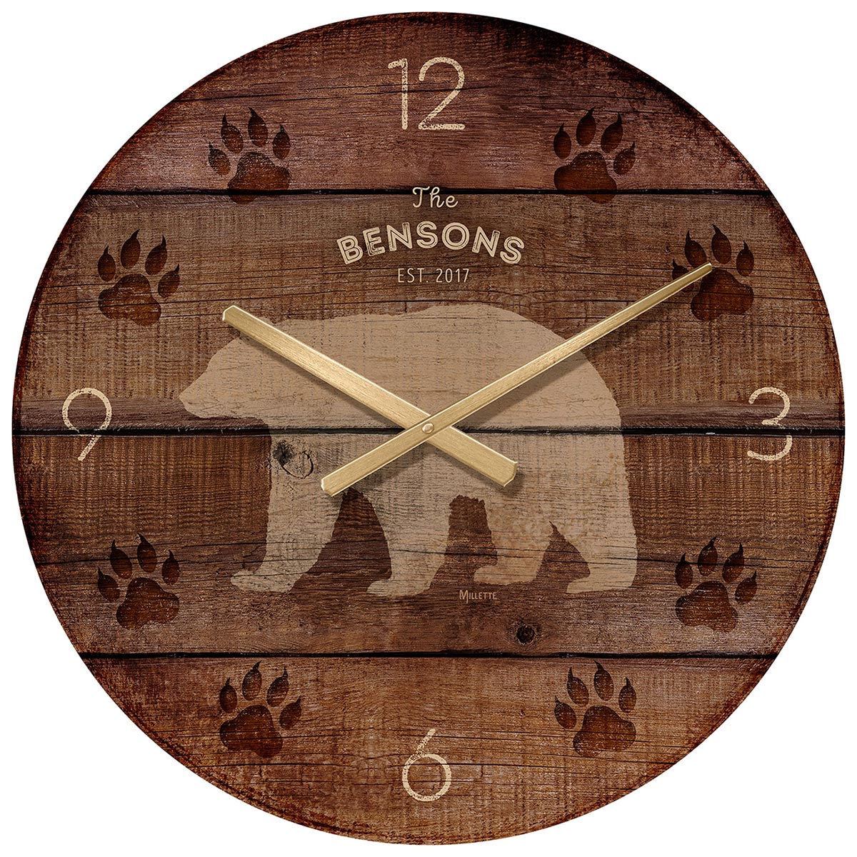 Bear Time Personalized Wall Clock