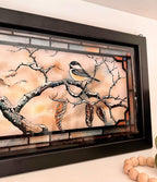 Winter Chickadee Stained Glass Art