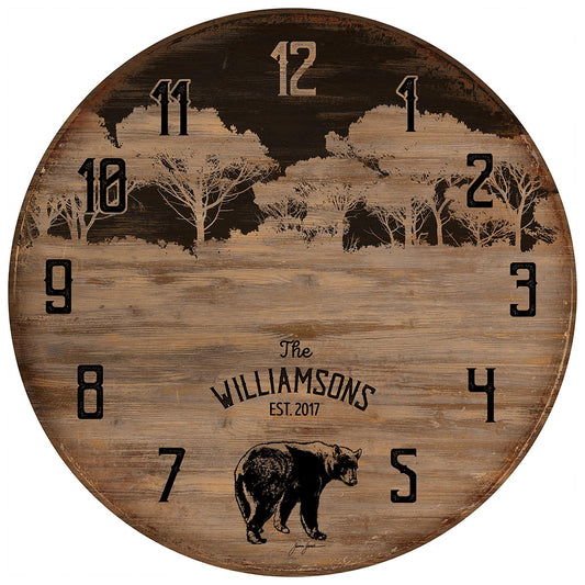 Woodland Bear Personalized Wall Clock