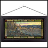 Evening Deer Stained Glass Art - Black Frame