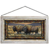 Golden Bison Stained Glass Art - White Frame