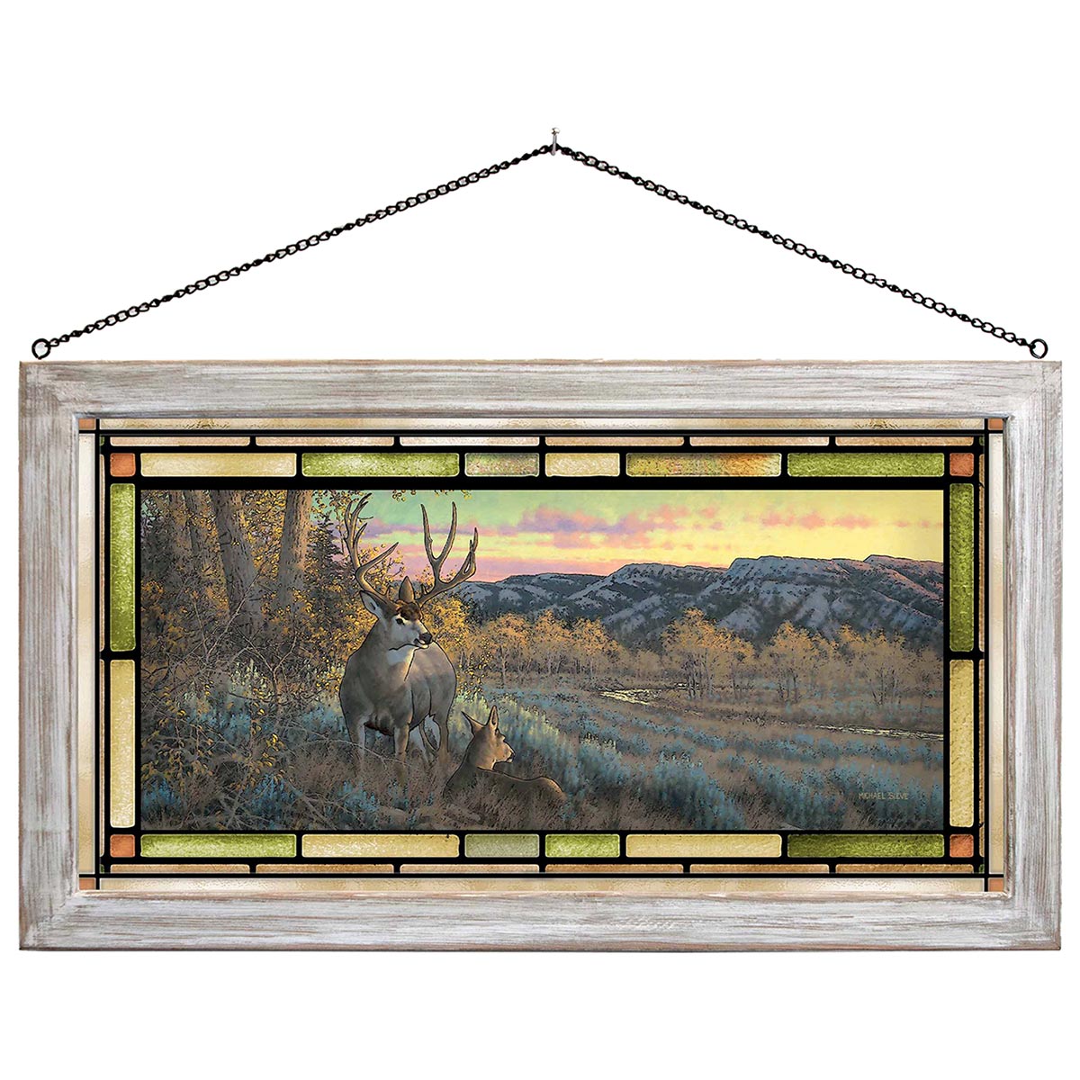Evening Deer Stained Glass Art