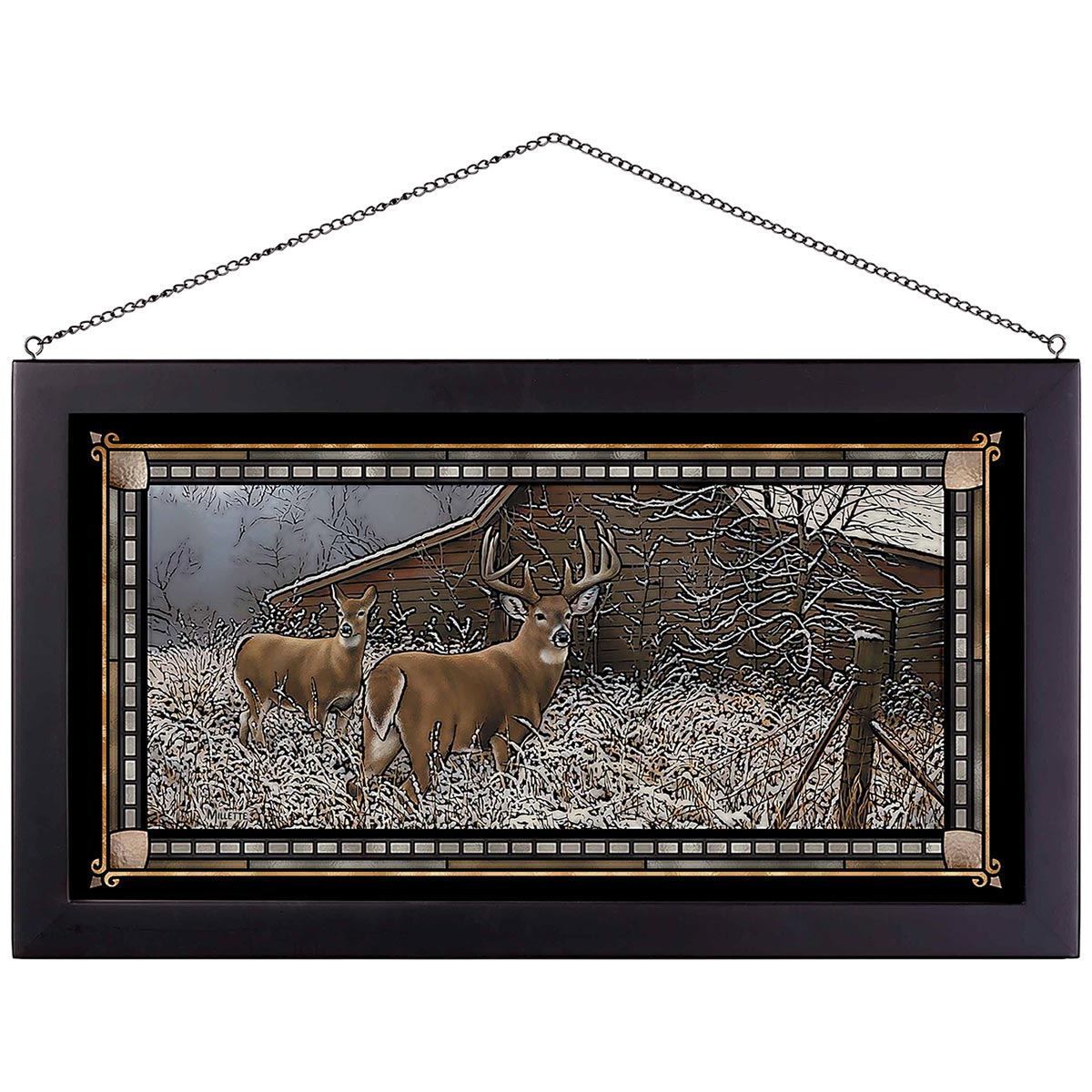 Surprise Encounter Stained Glass Art - Black Frame