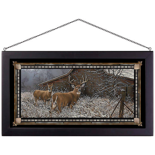 Surprise Encounter Stained Glass Art - Black Frame