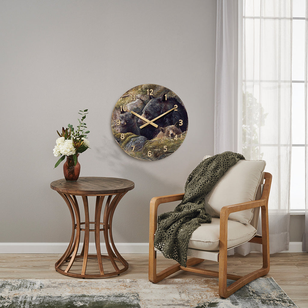 Black Bear Family Wall Clock