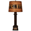 Wood & Poplar Bark Table Lamp with Bear Band Shade
