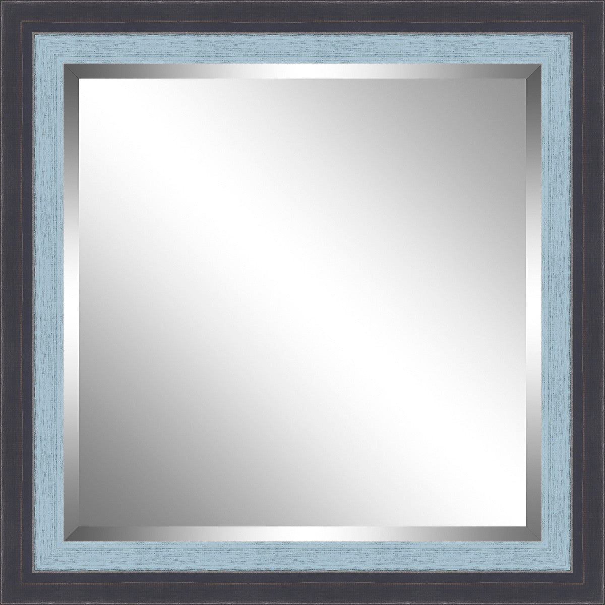 Beveled Blue and Sky Blue Framed Mirror - OVERSTOCK