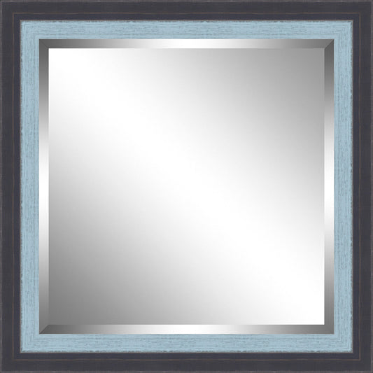 Beveled Blue and Sky Blue Framed Mirror - OVERSTOCK