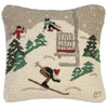 Ski Lift Hooked Wool Pillow