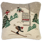 Ski Lift Hooked Wool Pillow