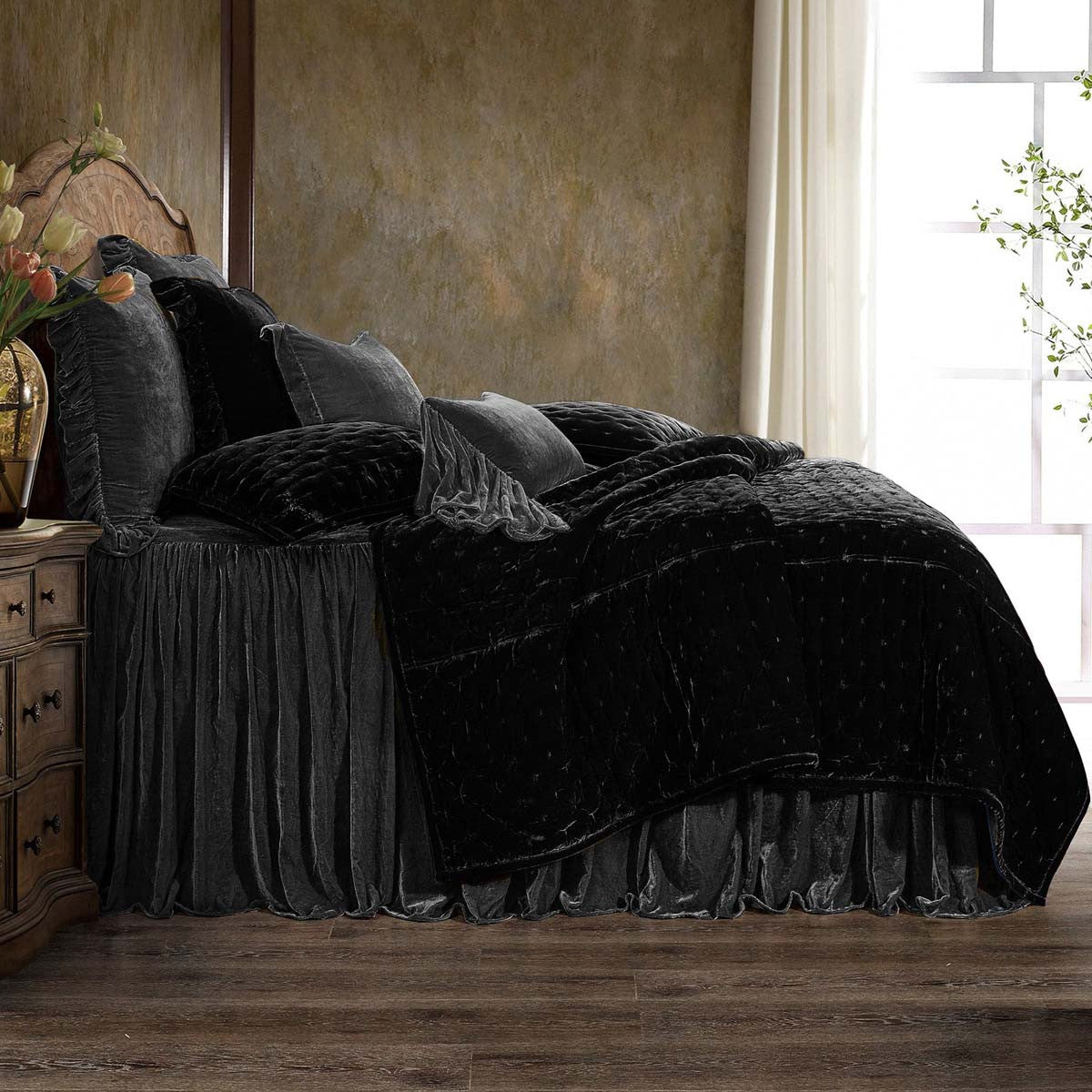Azure Gray Velvet Bedding Collection