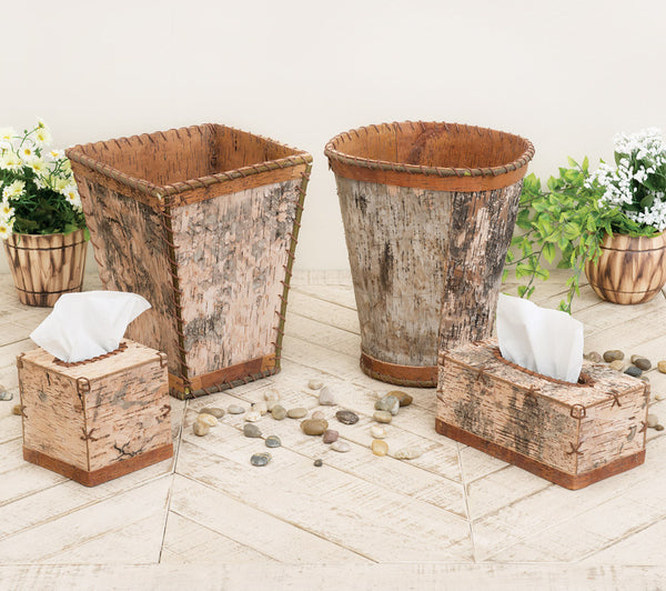 Birch Bark Tissue Boxes & Waste Baskets