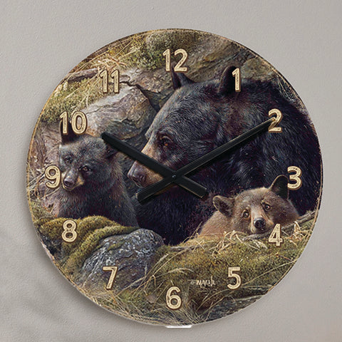 Black Bear Family Wall Clock - OVERSTOCK
